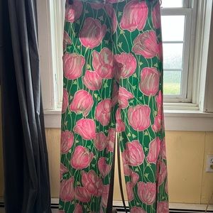 Lilly P palazzo pant with pink tulips